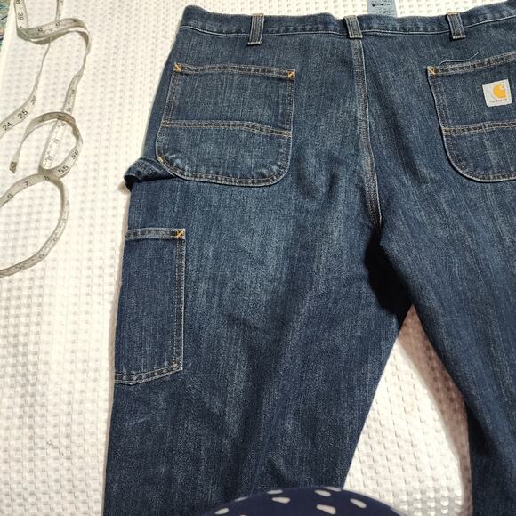 CARHARTT EUC MENS SIZE 42 x 30 DENIM CARGO CARPENTER JEANS - Picture 10 of 11